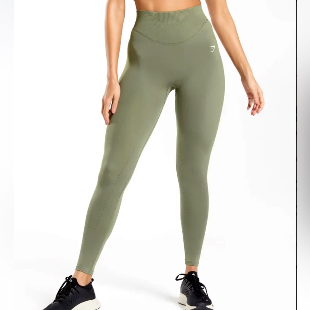 Gymshark Seamless Sweat Leggings Olive Green Size M